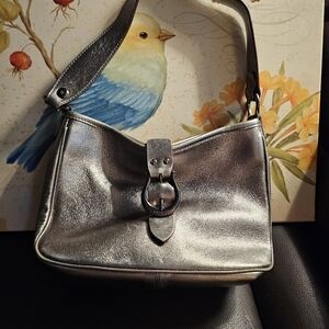 Kate Spade Silver Leather Handbag Purse Small